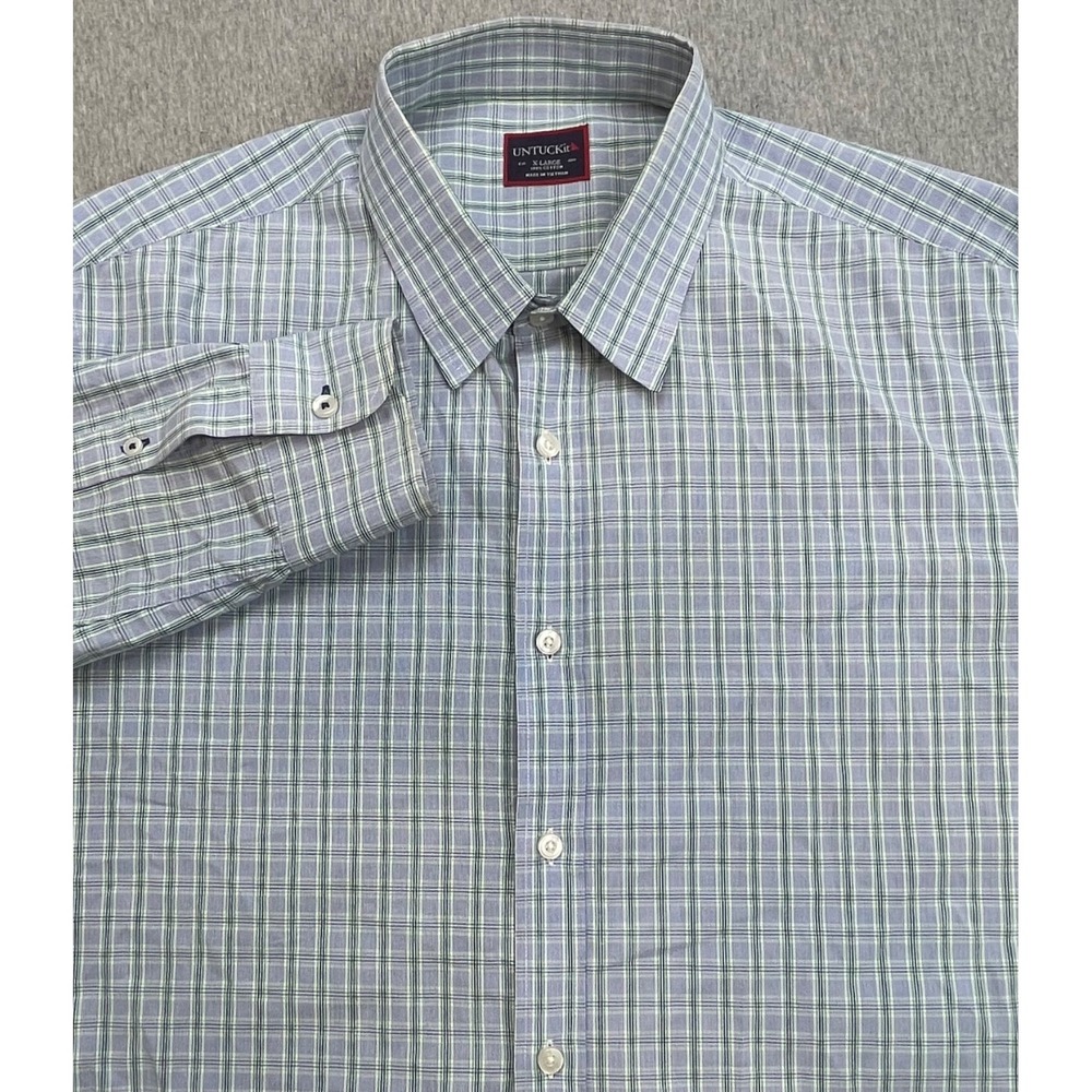 Untuckit Shirt Mens XL Plaid 100% Cotton Button Up Long Sleeve